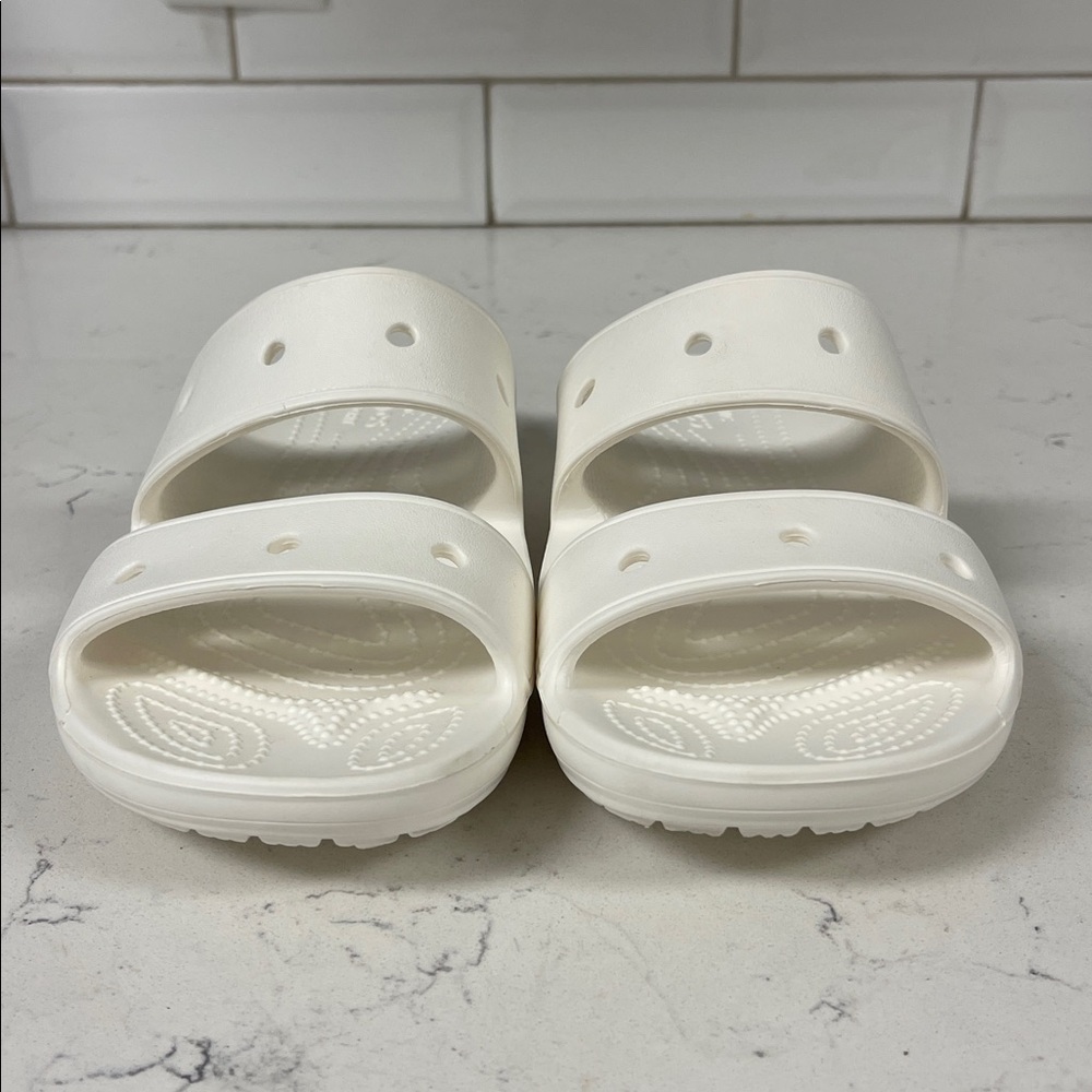 Crocs Classic 206761 Slide Sandals Unisex White Comfort Two-Strap Casual 8W - 6M - Picture 3 of 17